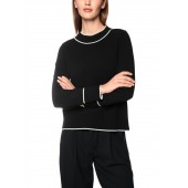 Marccain Sports - BS 4125 M63 - Zwarte gebreide trui met contrasterende randen  
